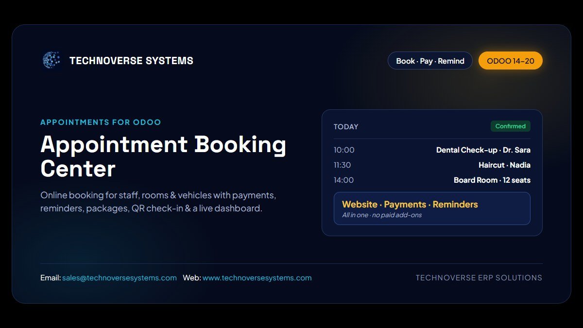 Appointment Booking Center - Odoo Appointment & Online Booking