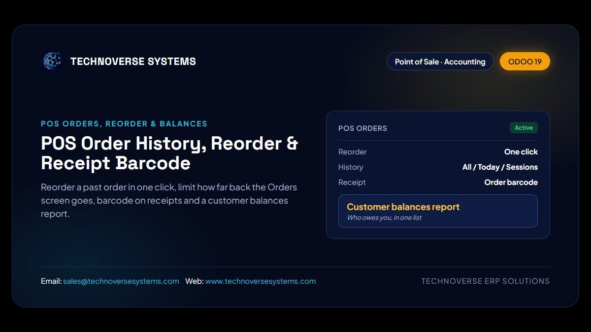 POS Order History, Reorder & Receipt Barcode