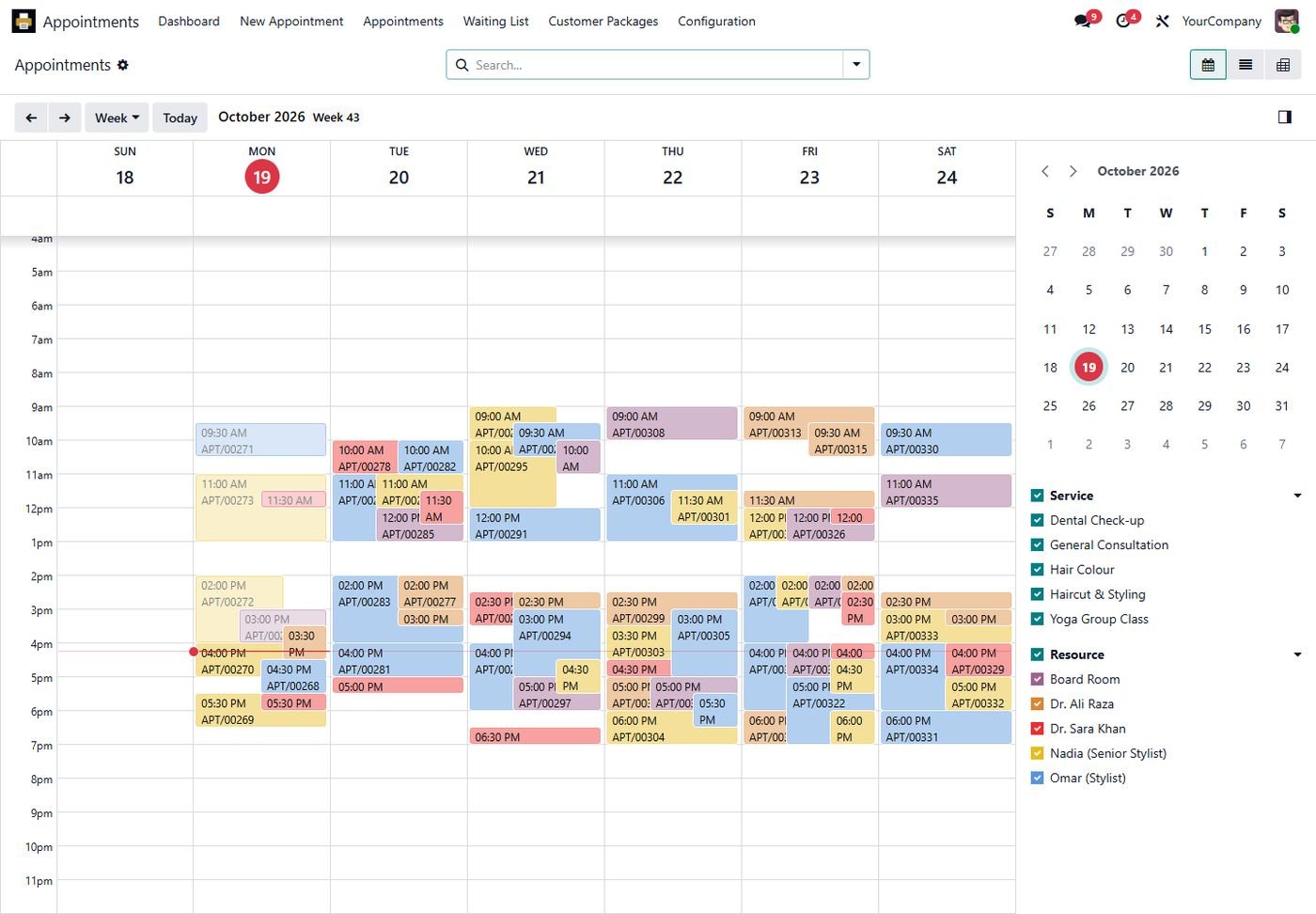 Appointments calendar