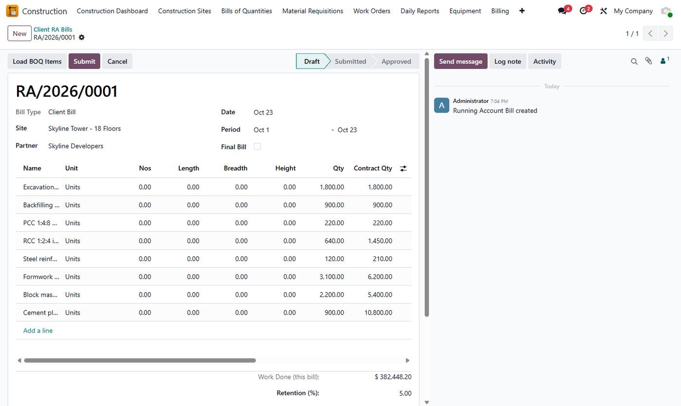Running account bill