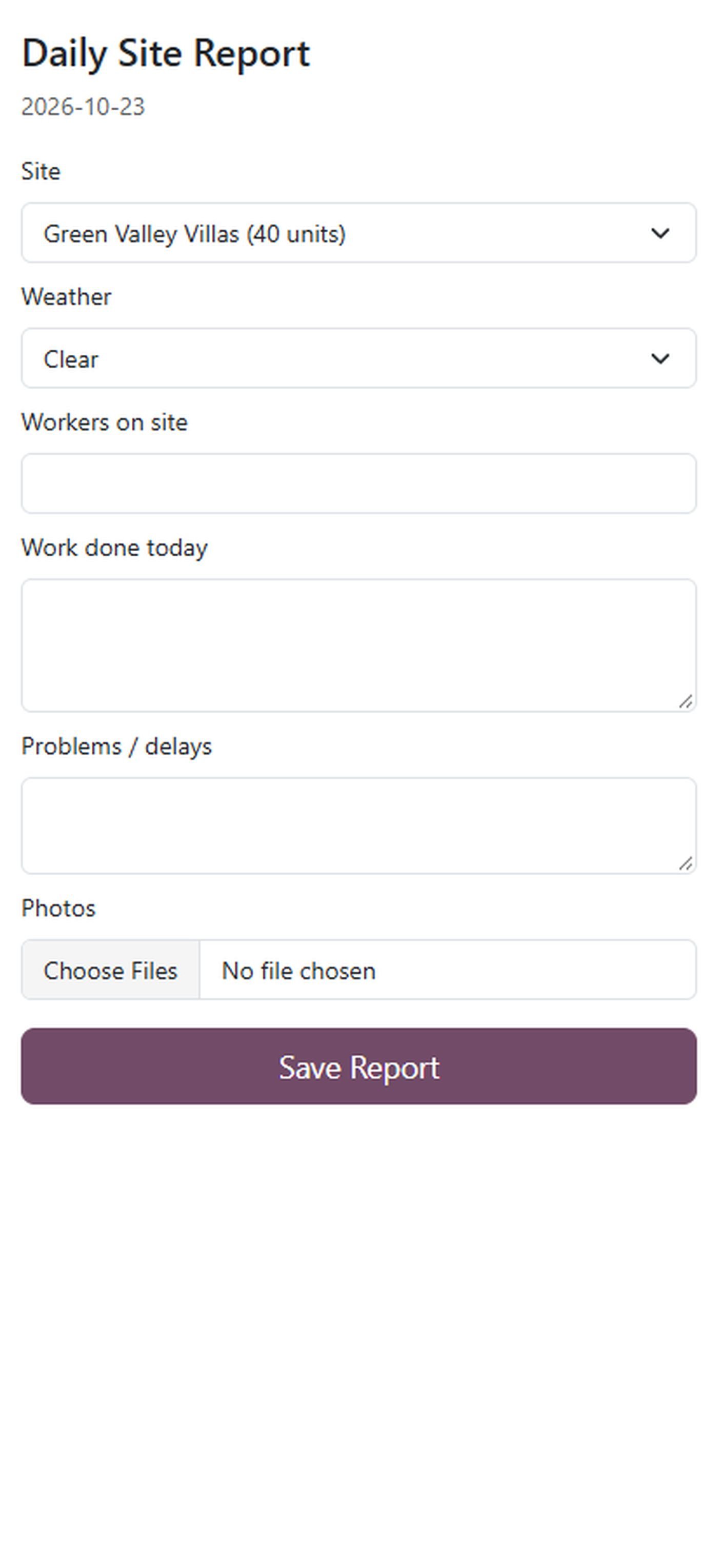 Mobile daily report