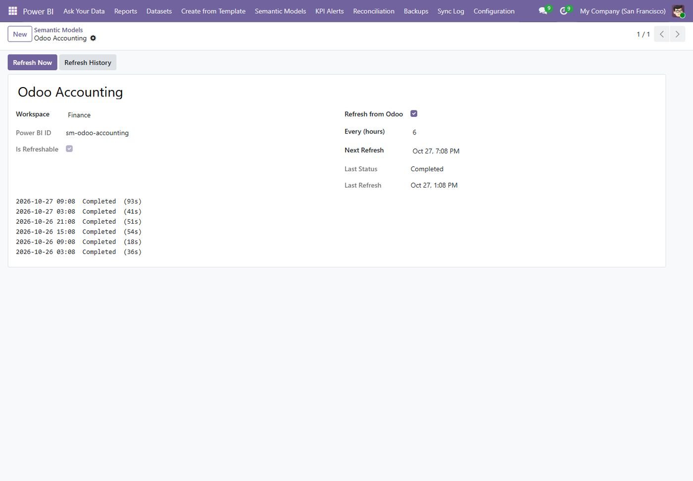 Semantic model refresh